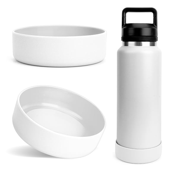 Linkidea Water Bottle Boot Compatible with YETI Rambler Bottle 36oz, Silicone Anti-Slip Water Bottle Bottom Sleeve Cover Protector, Bottle Bumper (White / 2 Pack)