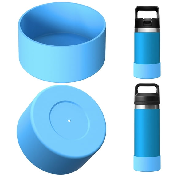 Linkidea Water Bottle Boot Compatible with YETI Rambler Jr. Kids 12oz, Rambler 12oz/18oz, Yonder 20oz/25oz, Silicone Anti-Slip Bottle Bottom Sleeve Bumper Protector (Blue / 2 Pack)