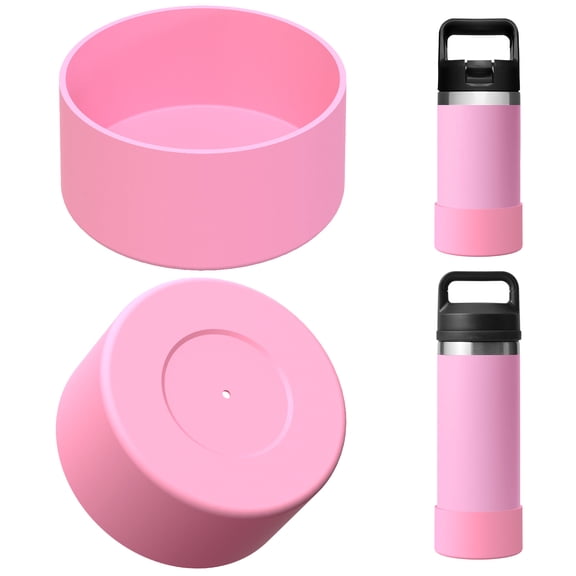 Linkidea Water Bottle Boot Compatible with YETI Rambler Jr. Kids 12oz, Rambler 12oz/18oz, Yonder 20oz/25oz, Silicone Anti-Slip Bottle Bottom Sleeve Bumper Protector (Light Pink / 2 Pack)