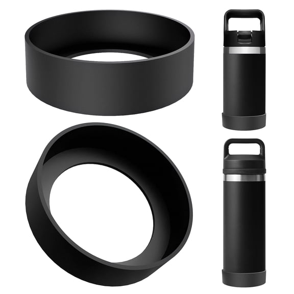 Linkidea 2 Pack Water Bottle Boot Compatible with YETI Rambler Jr. Kids 12oz, Rambler Bottle 12oz/18oz, Yonder 20oz, Silicone Anti-Slip Bottle Bottom Bumper Protector (Black)