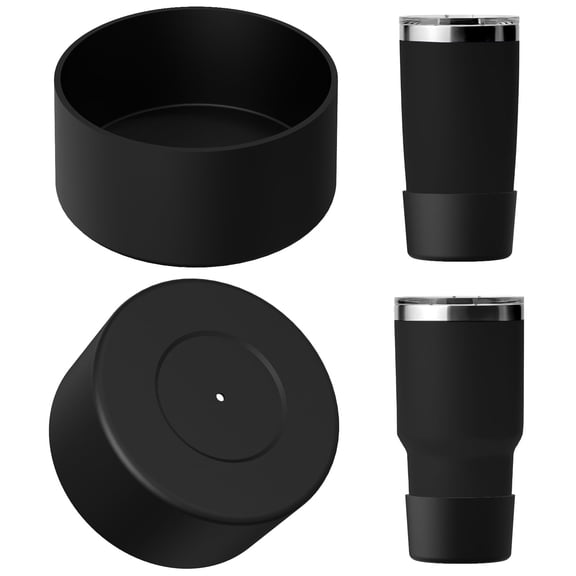 Linkidea Water Bottle Boot Compatible with YETI Rambler Travel Mug 20oz/30oz, Tumbler 20oz/30oz, Silicone Anti-Slip Water Bottle Bottom Sleeve Cover Protector (Black / 2 Pack)