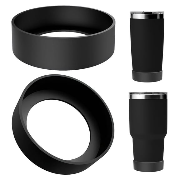 Linkidea Water Bottle Boot Compatible with YETI Rambler Tumbler 20oz/30oz, Travel Mug 20oz/30oz, Silicone Anti-Slip Water Bottle Bottom Sleeve Cover Protector (Black / 2 Pack)
