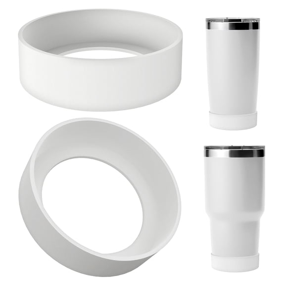 Linkidea Water Bottle Boot Compatible with YETI Rambler Tumbler 20oz/30oz, Travel Mug 20oz/30oz, Straw Cup 26oz, Silicone Bottle Bottom Bumper Protector (White / 2 Pack)