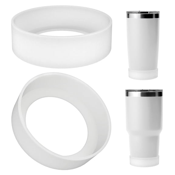 Linkidea Water Bottle Boot Compatible with YETI Rambler Tumbler 20oz/30oz, Travel Mug 20oz/30oz, Straw Cup 26oz, Silicone Bottle Bottom Sleeve Protector (Clear White / 2 Pack)