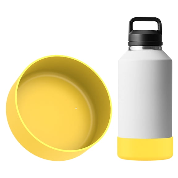 Linkidea Water Bottle Boot Compatible with YETI Rambler Bottle 64oz, Silicone Water Bottle Bottom Sleeve Cover Protector, Waterbottle Bumper (Yellow)