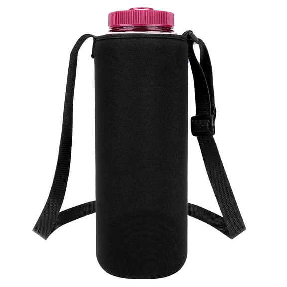 Linkidea Water Bottle Carrier with Shoulder Strap Compatible with Nalgene Sustain Wide Mouth 48oz Bottles, Insulated Neoprene Waterbottle Sling Bag Holder (Black)