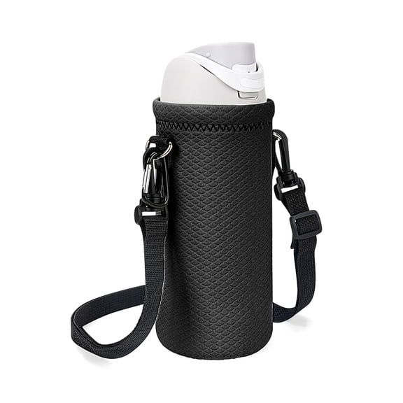 Linkidea Water Bottle Carrier with Strap Compatible with Kids FreeSip 16oz, Owala FreeSip Tritan 25oz, Neoprene Waterbottle Sling Bag Holder, Shoulder Strap, Black