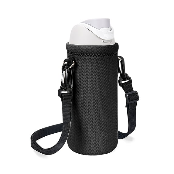 Linkidea Water Bottle Carrier with Strap Compatible with Kids FreeSip 16oz, Owala FreeSip Tritan 25oz, Neoprene Waterbottle Sling Bag Holder, Shoulder Strap, Black
