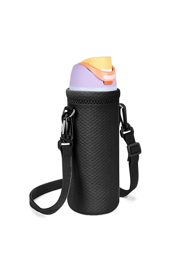 Water Bottle Carrier with Strap Compatible with Owala FreeSip 32oz, Twist 32oz Water Bottle, Neoprene Waterbottle Sling Bag Holder, Shoulder Strap, Black