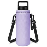 Linkidea Water Bottle Carrier with Strap Compatible with YETI Rambler Bottle 26oz/36oz, Waterbottle Sling Bag Holder with Shoulder Strap, Light Purple