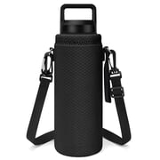 Linkidea Water Bottle Carrier with Strap Compatible with YETI Rambler Bottle 26oz/36oz, Waterbottle Sling Bag Holder with Shoulder Strap, Black