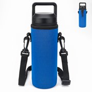 Linkidea Water Bottle Fence Sleeve with Hook Compatible with YETI Rambler Bottle 18oz, Hydra Flask Wide Mouth Bottle 18oz/20oz, Neoprene Waterbottle Sling Strap Bag for Outdoor Sports, Blue