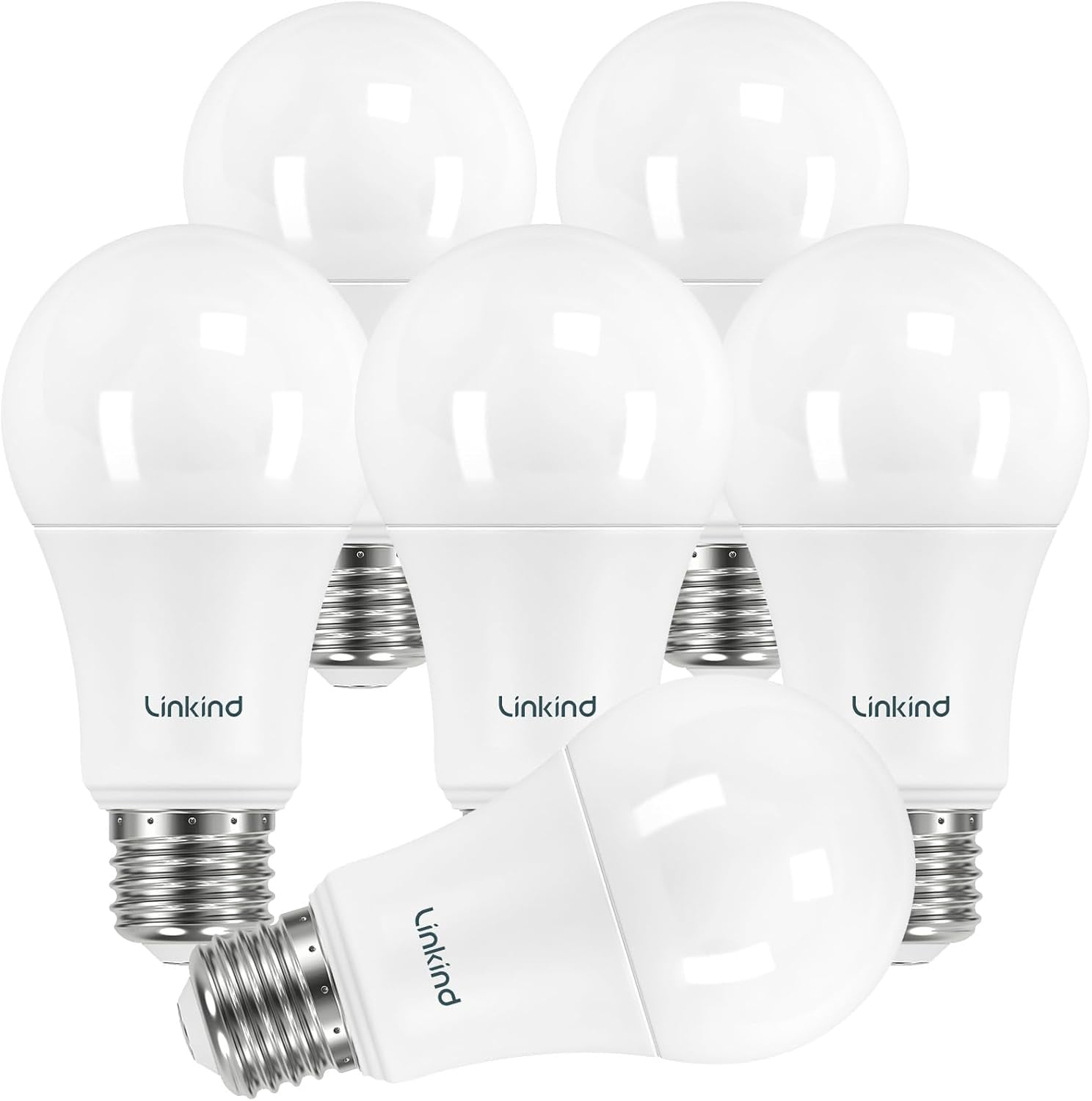 Linkind 100W Eqv A19 LED Light Bulbs, 6pk, Energy Efficient, Non ...