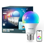 Linkind A19 Matter Smart Light Bulb, Color Changing Smart Bulb, 9W, 800lm, E26 Base, Jimmy Darts Version 4 Pack, 2025 Upgraded