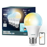 Linkind A19 Matter Smart Light Bulb, Tunable White, 9W, 800lm, E26 Base, Jimmy Darts Version4 Pack, 2025 Upgraded