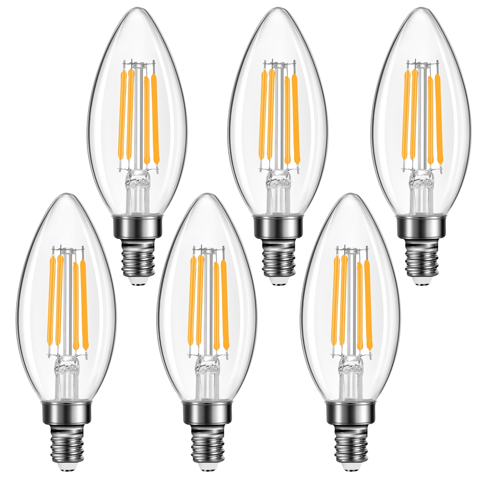 E12 Candelabra LED Light Bulbs, 6 Watts (60W Equivalent), Daylight