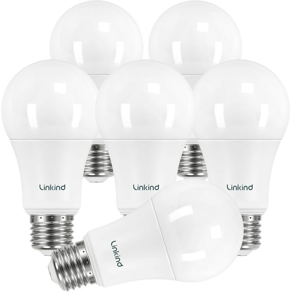 Linkind A19 LED Light Bulbs, 100 Watt Eqv, 2700K Soft White, 14W 1600 Lumens, Non-Dimmable, E26 Standard Base LED Bulbs, UL Listed, 6 Pack