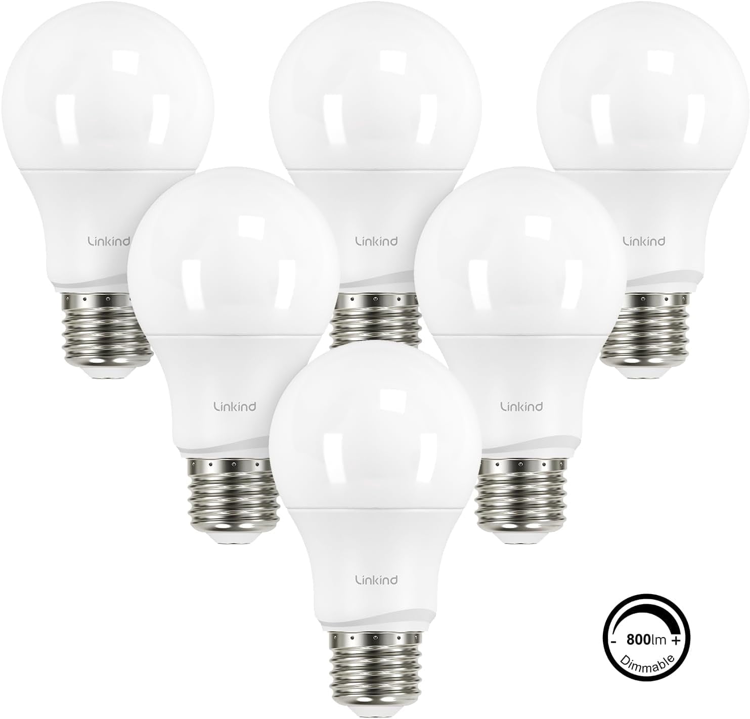 Linkind, LED Light Bulbs, Dimmable, 60W Eqv, 5000K Daylight, 6 Pack ...