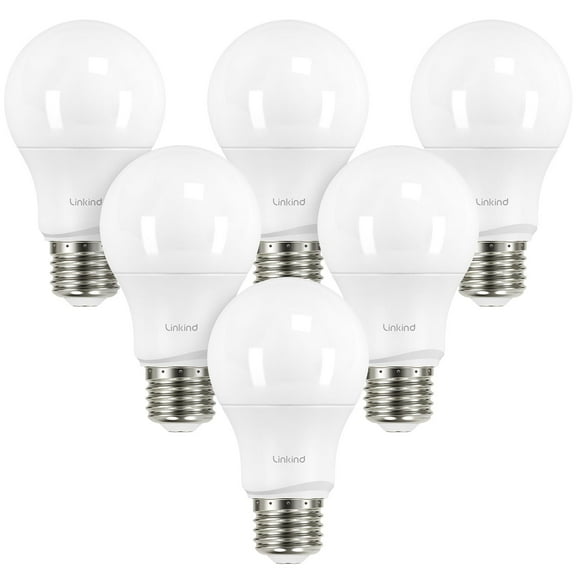 Linkind A19 LED Light Bulbs, 60 Watt Eqv, 5000K Daylight, 9W 840 Lumens, Non-Dimmable, E26 Standard Base LED Bulbs, UL Listed, 6 Pack