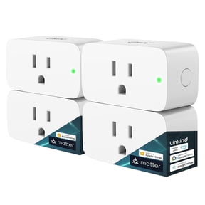 Linkind Matter Smart Plug, WiFi Smart Outlet 15A 1800W, Works with Apple Home Siri Alexa Google Home SmartThings, App Remote Control, Voice Control, Timer Schedule, 2.4GHz WiFi, FCC Certified, 4 Pack