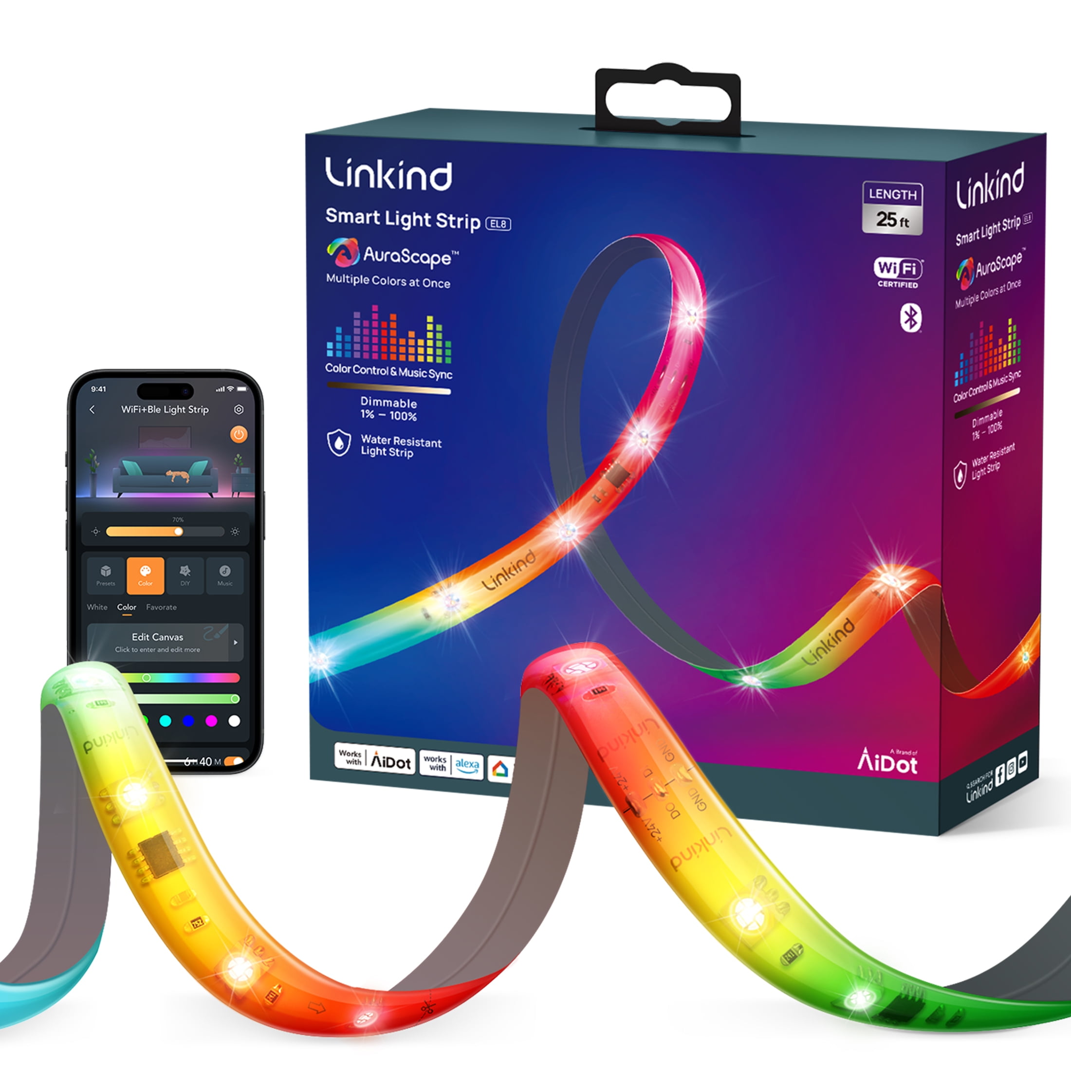 Linkind EL8 Smart Light Strip, 10ft Color Changing LED Strip