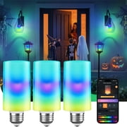 Linkind Smart Light Stick, Flame, Color and White Smart Light Bulb, 800lm, Works with AiDot, Alexa, Apple Home, Google Home, Halloween Decor, Custom Flame Effect, E26, 2.4G WiFi, 3 Pack