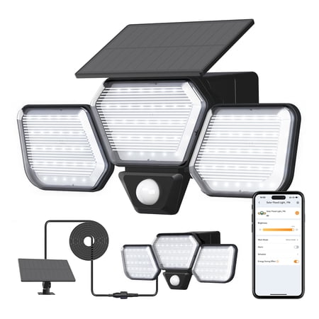 Linkind Solar Light Outdoor, LED Motion Sensor Security Light with APP Control, Smart Solar Flood Light with 3 Working Modes for Patio Garage Yard Entryway, 1 Pack