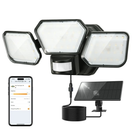 Linkind Solar Light Outdoor, Motion Sensor Security Light with APP Control, Smart Solar Flood Light with 3 Working Modes, Adjustable Head for Patio Garage Yard Entryway