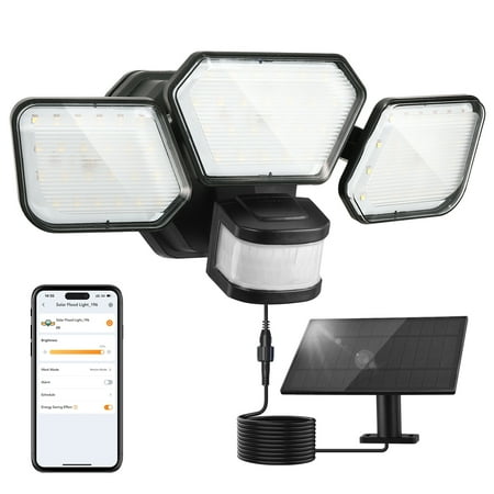 Linkind Solar Light Outdoor, Motion Sensor Security Light, Smart Solar Flood Light with APP Control, 2400LM LED Outdoor Light for Patio Garage Yard Entryway