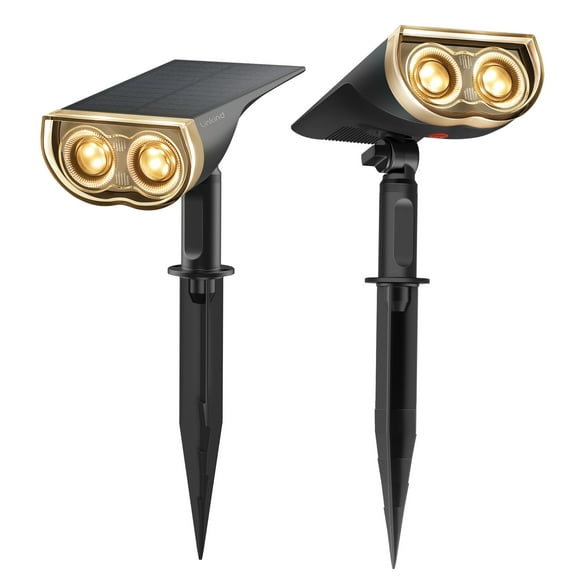 Linkind Solar Lights Outdoor, LED Solar Landscape SpotLights, IP67 Waterproof Outdoor Lighting for Yard, Garden, Pathway, Patio, 2 Pack (Warm White)