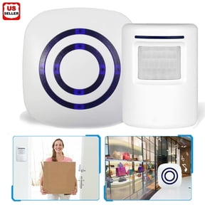 Wireless Home Security Driveway Alarm, Motion Sensor Detect Alert, Store Door Entry Chime Doorbell with 1 PIR Motion Sensor Detectors and 1 Wireless Plug-in Receiver for Front Doors Window Frames