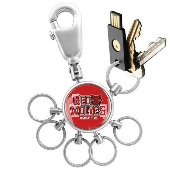 Links Walker LW-CO3-ASI-VALET NCAA LinksWalker Arkansas State Red Wolves Valet Keychain with 6 Keyrings, Silver