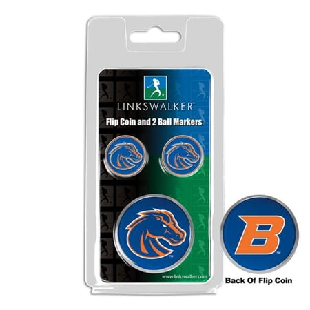 Links Walker LW-CO3-BSB-FLIP2BM NCAA Boise State Broncos - Flip Decision Heads & Tails Coin & 2 Golf Ball Marker Pack, Silver