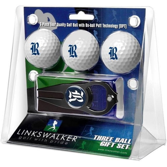 Rice Owls 3-Pack Golf Ball Gift Set with Black Hat Trick Divot Tool