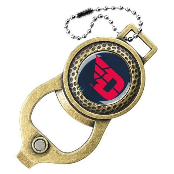 LinksWalker LW-CO3-UDF-BAGT-AB Dayton Flyers Golf Bag Tag with Ball Marker - Antique Brass
