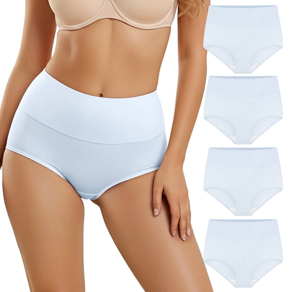 Linkshare Women's Cotton Underwear High Waisted Full Coverage 4-Pack Ladies Panties
