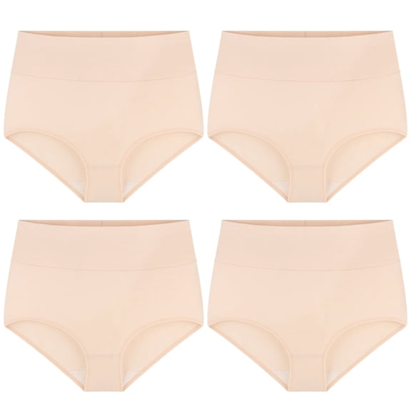 Linkshare Women's Cotton Underwear High Waisted Full Coverage 4-Pack Ladies Panties
