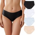 thumbnail image 1 of Linkshare Women's Cotton Underwear Mid Waisted Full Coverage 4-Pack Ladies Panties, 1 of 11