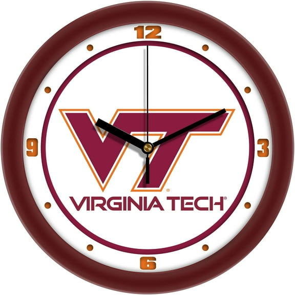 Virginia Tech Hokies 11.5'' Suntime Premium Glass Face Traditional Logo Wall Clock