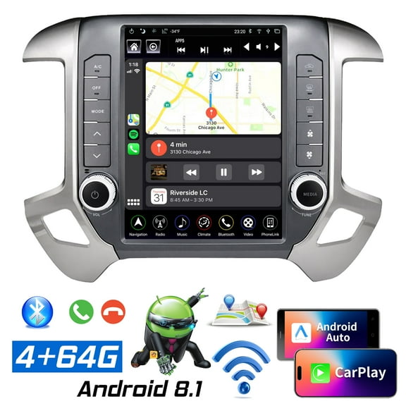 Linkswell Gen4  12.1 inch T-style Car Radio Stereo for Chevy Silverado GMC Sierra 2014-2018 Apple Carplay Android Auto Multimedia Player Car replacement Navigator Bluetooth Wifi GPS