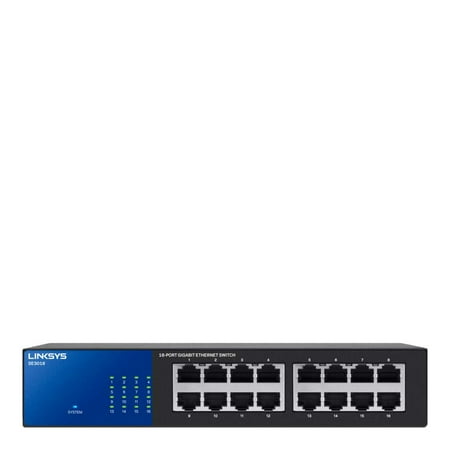 Linksys - 16-Port Gigabit Ethernet Switch - Black/Blue