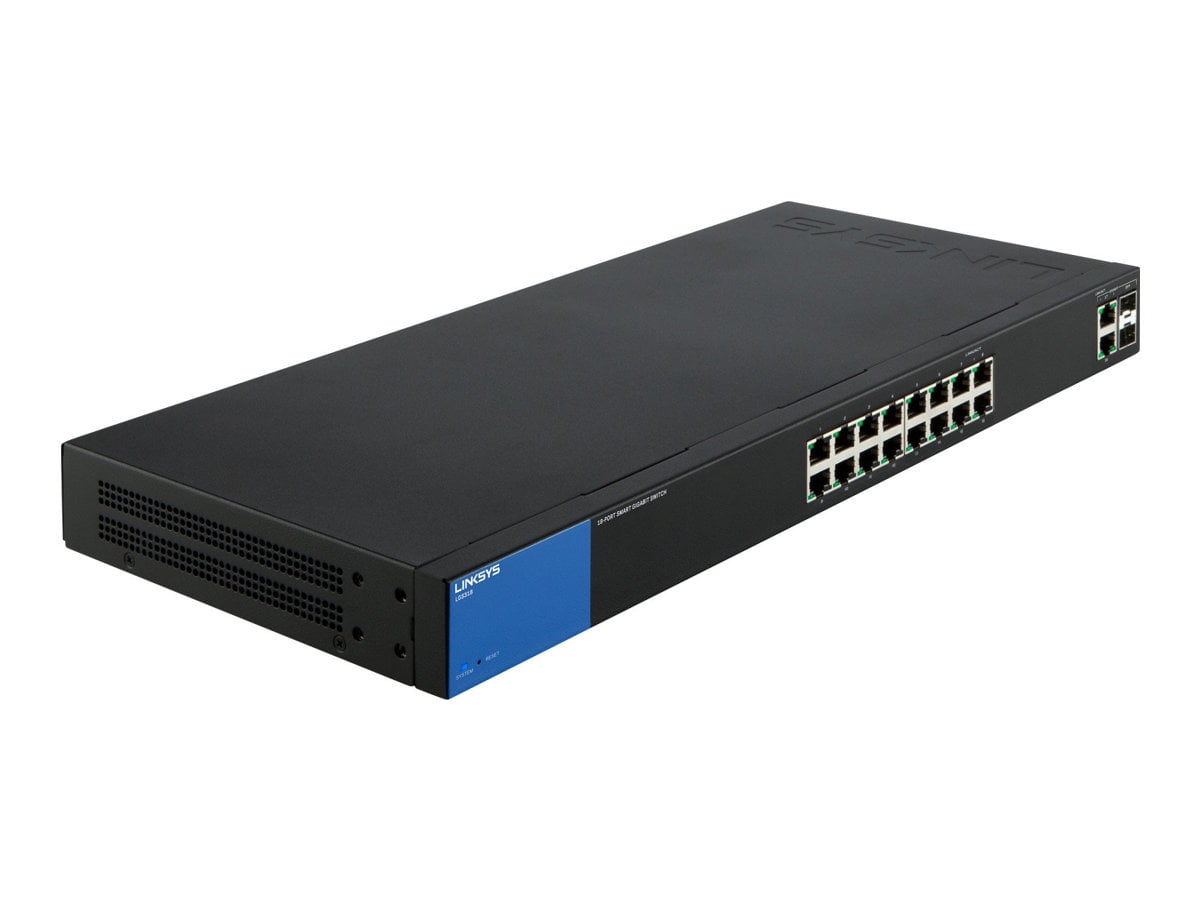 Linksys Business LGS318P 16-Port Gigabit PoE+ (125W) Smart Managed Switch + 2x Gigabit SFP/RJ45 Combo Ports
