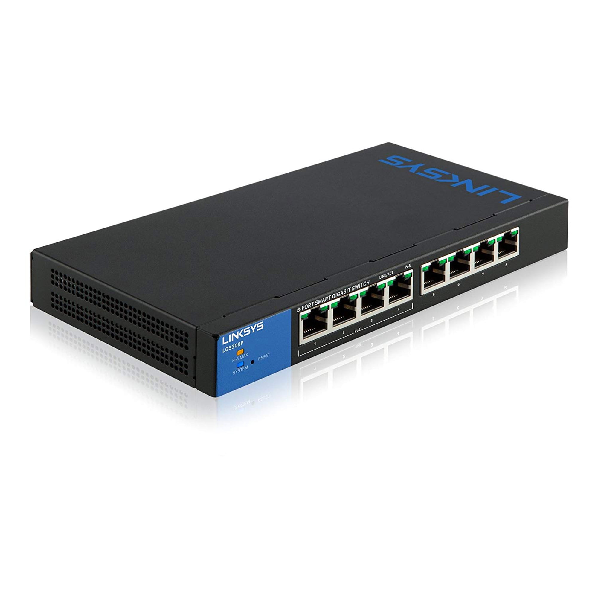 Linksys LGS308P 8-Port Business Smart Gigabit PoE+ Switch