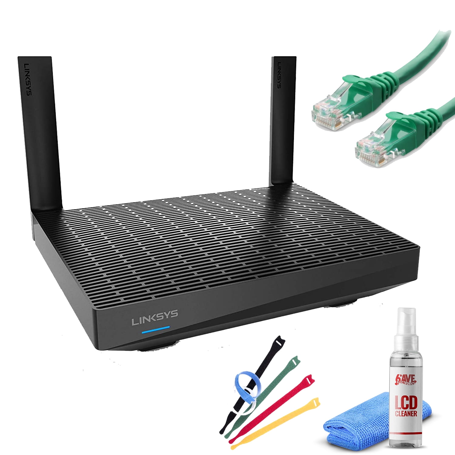 Linksys Mesh Wifi 6 Router, Dual-Band, 1,700 Sq. ft Coverage, 25+ Devices,  Speeds up to (AX1800) 1.8Gbps - MR7350 with Cat 6e Ethernet Cable & Wire  Ties 