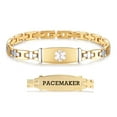 thumbnail image 1 of LinnaLove 7 1/2 in Gold Lady Medical Alert id Bracelets-Stainless steel Medical bracelets for women pacemaker bracelets, 1 of 7