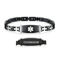 thumbnail image 1 of LinnaLove 7 1/2 in Lady Medical Alert id Bracelets-Black Stainless steel Medical bracelets for women coumadin bracelets, 1 of 7