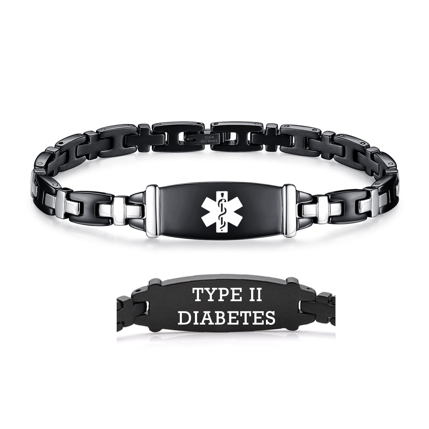 LinnaLove Free Engraving Black Carbon Fiber Medical Alert Bracelets for Men ＆ Women(6.25)　並行輸入 LinnaLove Heart Medical alert bracelet for Women UK | Ubuy