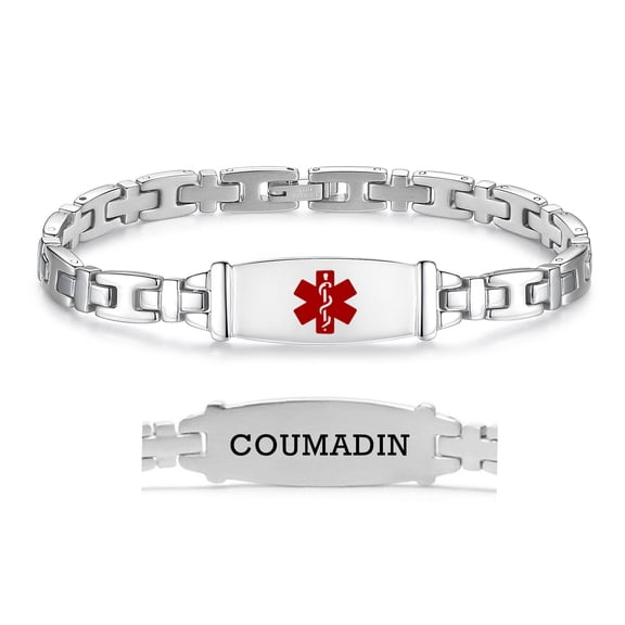 LinnaLove 7 1/2 in Lady Medical Alert id Bracelets-Stainless steel Medical bracelets for women coumadin bracelets