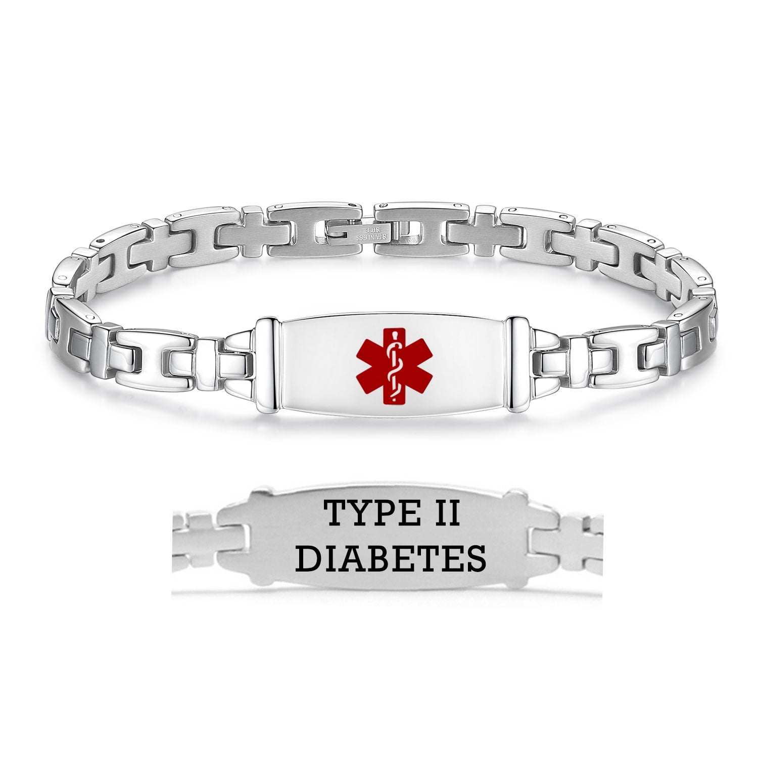 LinnaLove 1/2 in Lady Medical Alert id Bracelets-Stainless steel