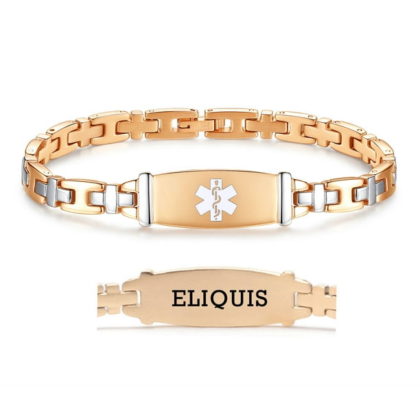 LinnaLove 1/2 in Lady Rose gold Medical Alert id Bracelets - Main Image